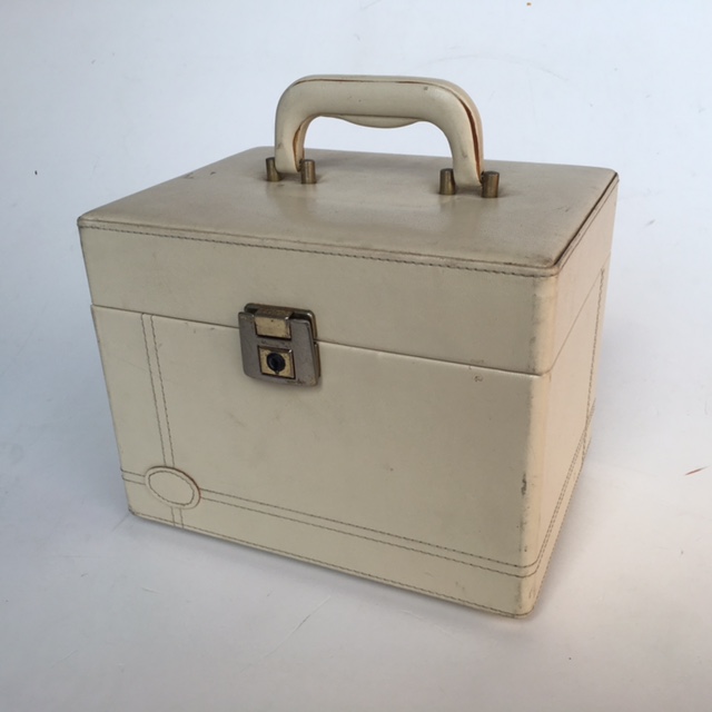 BEAUTY CASE, Cream Vinyl Hardcase - 1950s